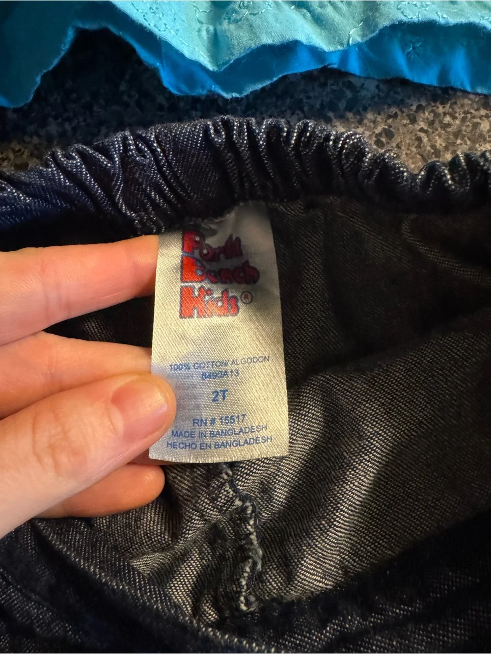 VTG Park Bench Kids Blue Halter Top and Navy Knit Shorts Sz 2T
